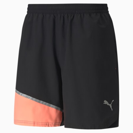 RUN 7" Woven Men's Running Shorts, Puma Black-Nrgy Peach, small-IND