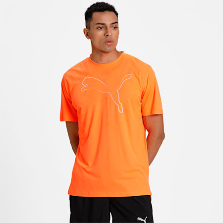 Graphic Cat Short Sleeve Men's Running T-Shirt, Ultra Orange, small-IND