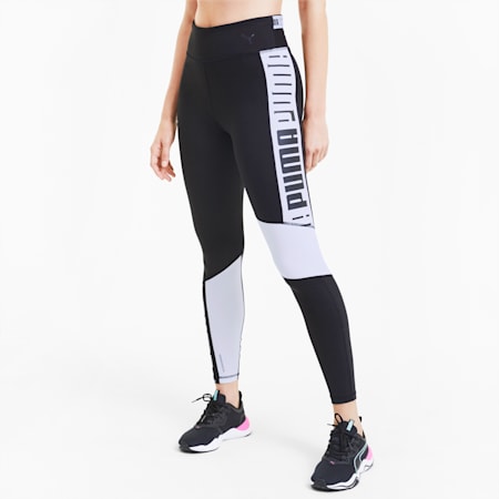 Logo High Waist 7/8 Women's Training Leggings, Puma Black-Puma White, small-SEA