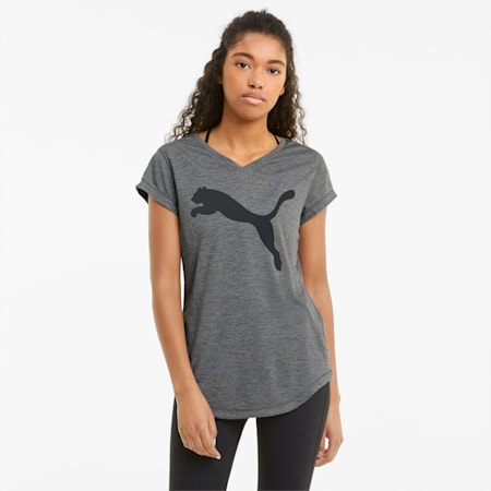 Favourite Heather Cat Women's Training Tee, Charcoal Heather-Puma Cat, small-PHL