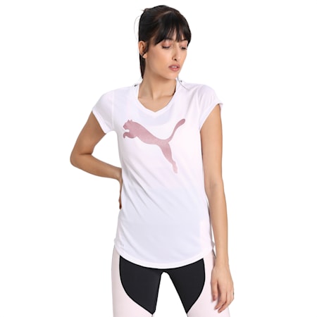 Heather Cat Tee, Puma White Htr-Rose Gold Prt, small-IND