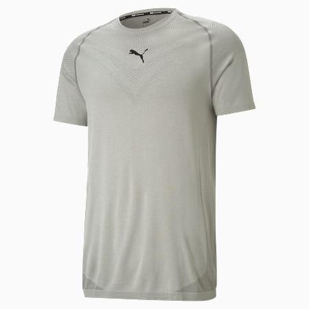 evoKNIT Tech Short Sleeve Men's Training Tee, Medium Gray Heather, small-SEA