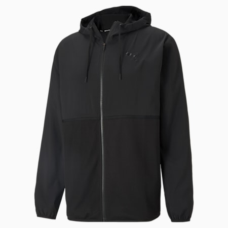 puma packable hooded jacket in black