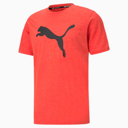 Favourite Heather Cat Short Sleeve Men's Training  T-shirt, Poppy Red Heather, small-IND