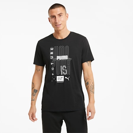 Performance Graphic Men's Training Tee, Puma Black, small-SEA