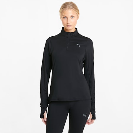 סוודר ריצה לנשים Favourite Quarter-Zip, Puma Black, small-DFA