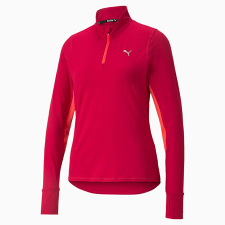 Favourite Quarter-Zip Women's Running Pullover, Persian Red-Sunblaze, small-AUS