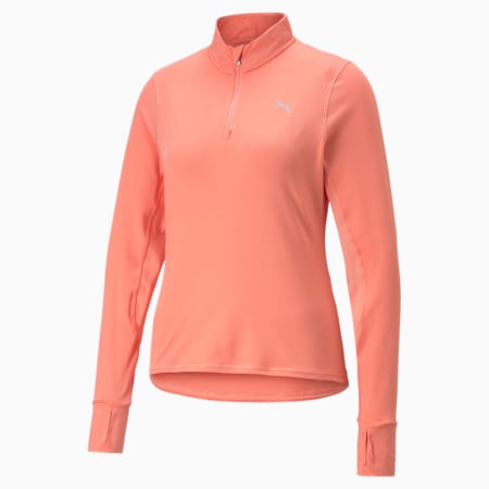 Camiseta de running con media cremallera para mujer Favourite, Carnation Pink, small