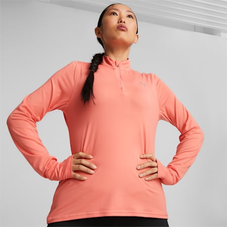 Favourite Quarter-Zip Women's Running Pullover, Carnation Pink, small-DFA
