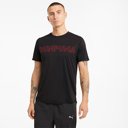 Logo Short Sleeve Men's Running Tee, Puma Black, small-SEA