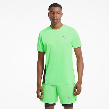 Favourite Short Sleeve Men's Running Tee, Elektro Green-Puma Black, small