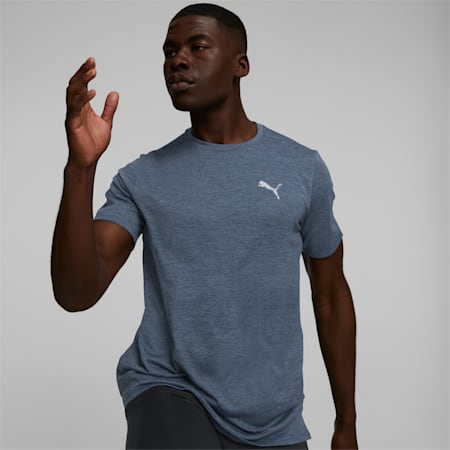 Favourite Heather Short Sleeve Men's Running Tee, Evening Sky-Heather, small-THA