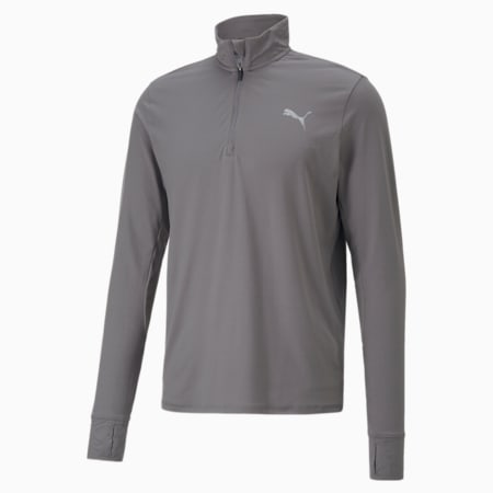 RUN FAVOURITE Quarter-Zip Men's Running Tee, CASTLEROCK, small-NZL