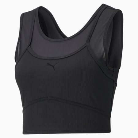 Studio Layered Damen Trainingsshirt, Puma Black, small