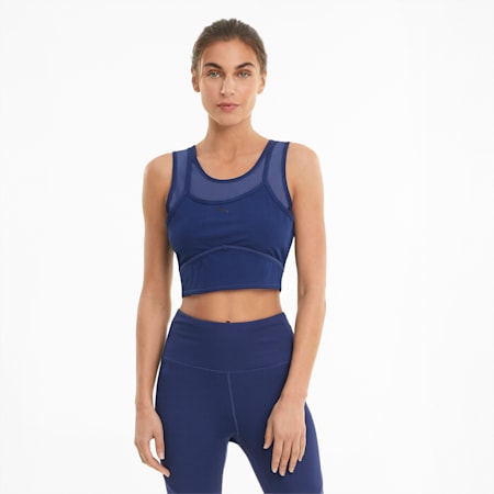 Studio Women's Layered Crop Top, Elektro Blue, small-SEA