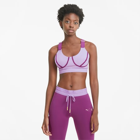 PUMA x FIRST MILE Women's Mid Impact Padded Bra, Light Lavender-Byzantium, small-SEA