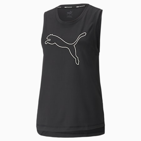 Favourite Cat Muscle Women's Training Tank Top, Puma Black-outline CAT, small-PHL