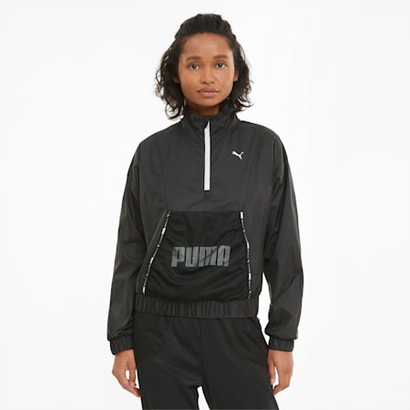 Logo Women's Quarter-Zip Training Pullover, Puma Black, small-AUS