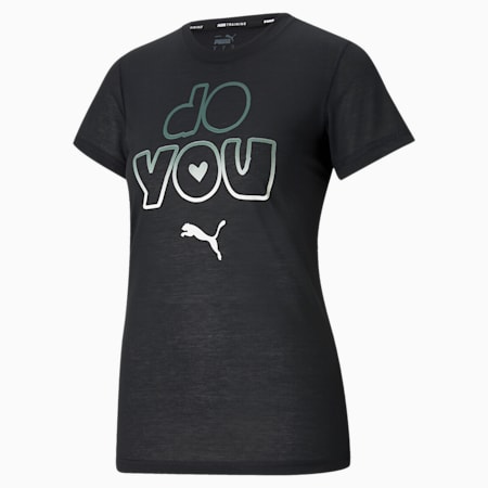 Performance Slogan Short Sleeve Women's Training Tee, Puma Black-Do You, small-SEA