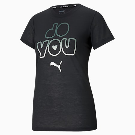 Performance Slogan Short Sleeve Women's Training Tee, Puma Black-Do You, small-SEA