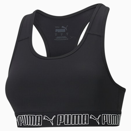 Mid Elastic Padded Women's Training Bra, Puma Black, small-PHL