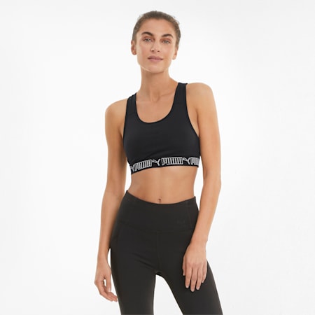 Mid Elastic Padded Women's Training Bra, Puma Black, small-SEA