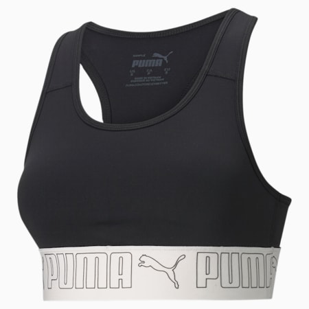 Mid Elastic Padded Women's Training Bra, Puma Black, small-SEA