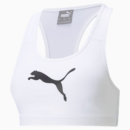 Mid Impact 4Keeps Women's Training Bra, Puma White-black BIG CAT, small-AUS