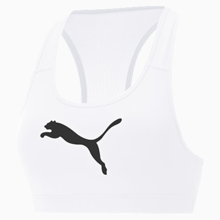 Mid 4Keeps Graphic Women's Training Bra, Puma White-Black Cat, small-AUS