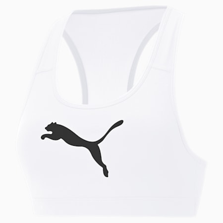 Mid 4Keeps Graphic  Training Bra, Puma White-Black Cat, small-SEA