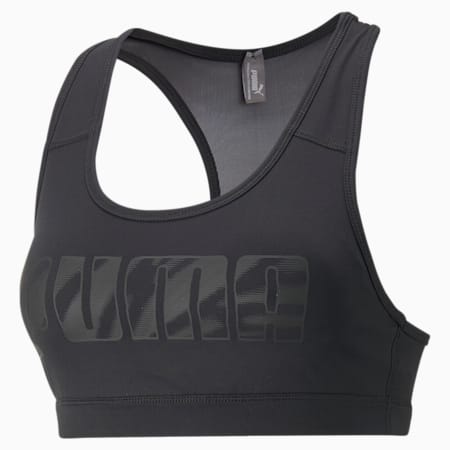 Mid 4Keeps Graphic  Training Bra, PUMA Black-Monarch Puma Fill, small-PHL