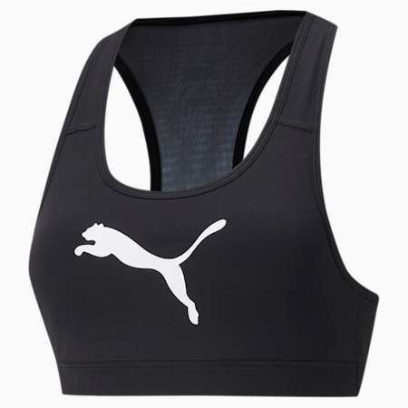 Mid 4Keeps Graphic Women's Training Bra, Puma Black-White Cat, small-AUS