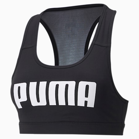 Mid 4Keeps Graphic  Training Bra, Puma Black-White PUMA, small-PHL