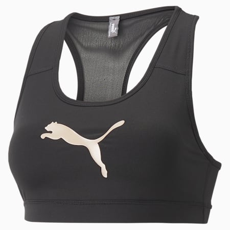 Mid 4Keeps Graphic  Training Bra, Puma Black-Safari Glam Cat, small-SEA