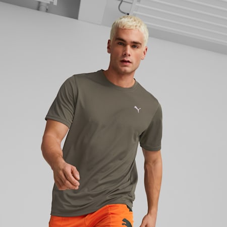 เสื้อยืดออกกำลังชายแขนสั้น Performance, Green Moss, small-THA
