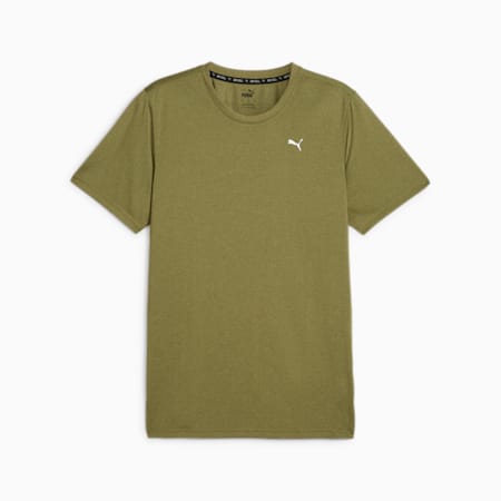 Polo de training Performance Heather para hombre, Olive Green Heather, small-PER