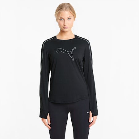 Camiseta de running de manga larga COOLadapt para mujer, Puma Black, small