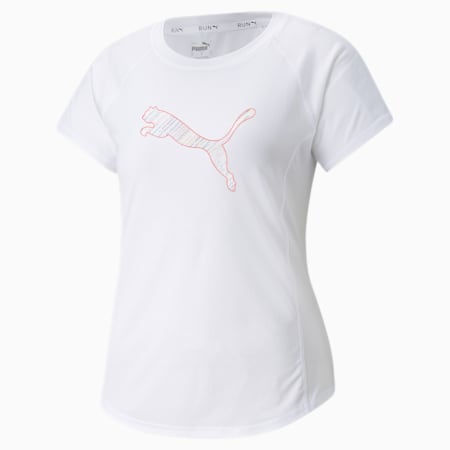 Logo Short Sleeve Women's Running Tee, Puma White, small-GBR
