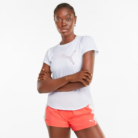Logo Short Sleeve Women's Running Tee, Puma White, small-THA