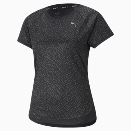T-shirt de course graphique à manches courtes, femme, Noir PUMA-asphalte, petit