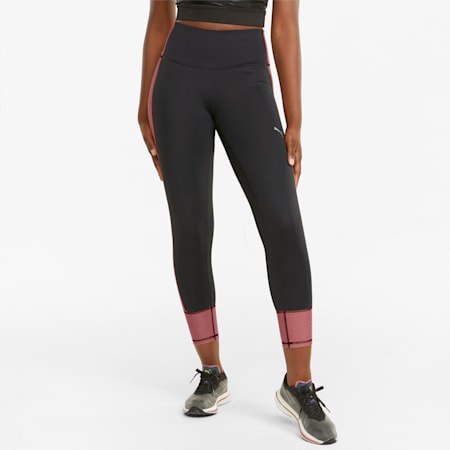 Graphic 7/8 Women's Running Leggings, Puma Black-Mauvewood, small-SEA