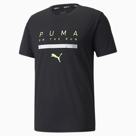 Logo Short Sleeve Men's Running Tee, Puma Black, small-SEA