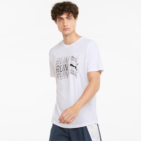 Logo Short Sleeve Men's Running Tee, Puma White, small-SEA