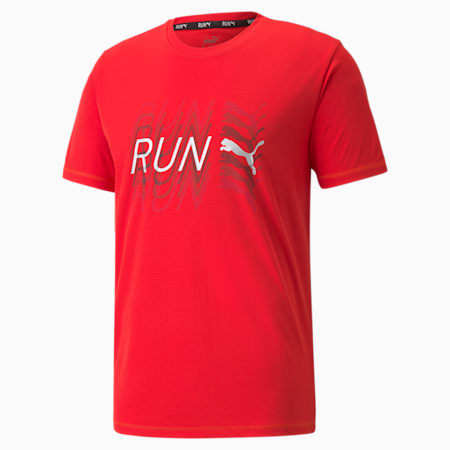 Logo Short Sleeve Men's Running Tee, High Risk Red, small-PHL