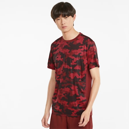 RUN Graphic Short Sleeves Men's Running T-Shirt, Intense Red-Puma Black, small-IND