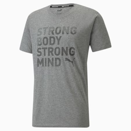 Performance Slogan Short Sleeve Men's Training Tee, Medium Gray Heather, small-PHL