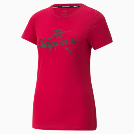 Performance Slogan Short Sleeve Women's Training Tee, Persian Red, small-SEA