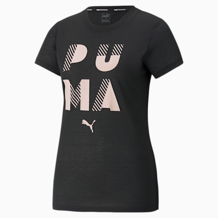 Performance Branded Relaxed Fit Women's Training T-Shirt, Puma Black, small-IND