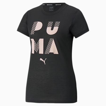 Performance Branded Short Sleeve Women's Training Tee, Puma Black, small-PHL