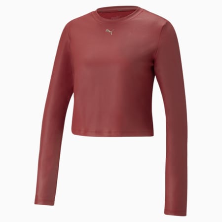 Moto Fitted Long Sleeve Women's Training Tee, Intense Red, small-GBR
